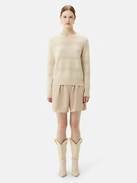 Gobi Cashmere Women's Mixed Pattern Cashmere Crewneck Sweater