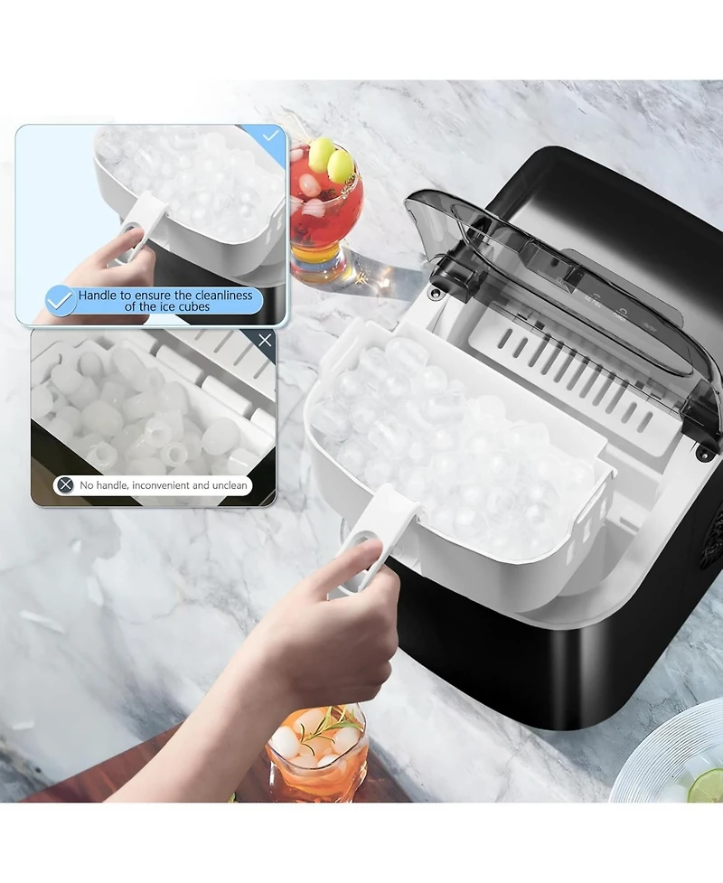Zafro Portable Countertop Ice Maker Machine with Self-Cleaning, 9 Cubes Ready 6 Minutes, 26lbs/24H Production, Includes Scoop and Baske