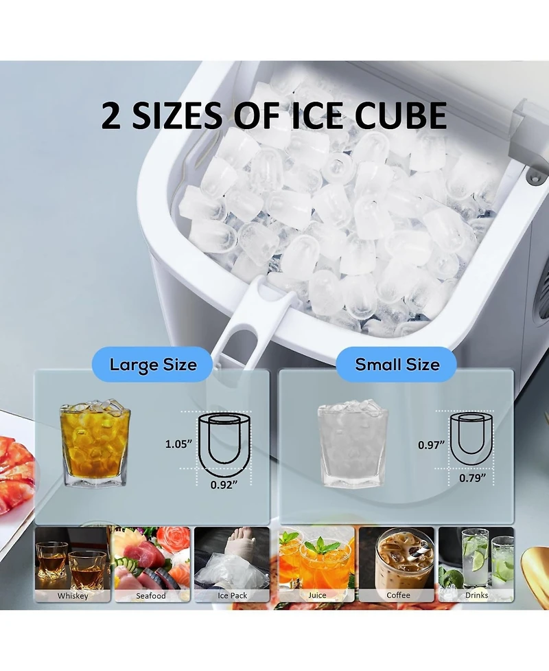 Zafro Portable Countertop Ice Maker Machine with Self-Cleaning, 9 Cubes Ready 6 Minutes, 26lbs/24H Production, Includes Scoop and Baske
