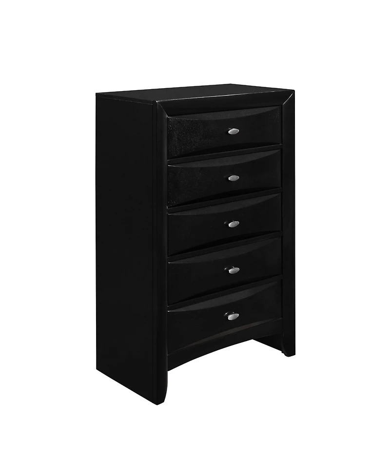 Solid Wood Five-Drawer Dresser with Mirrored Accents for Bedroom Storage