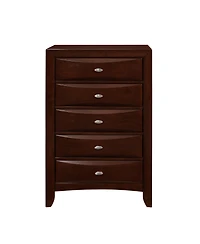 Solid Wood Five-Drawer Dresser with Mirrored Accents for Bedroom Storage