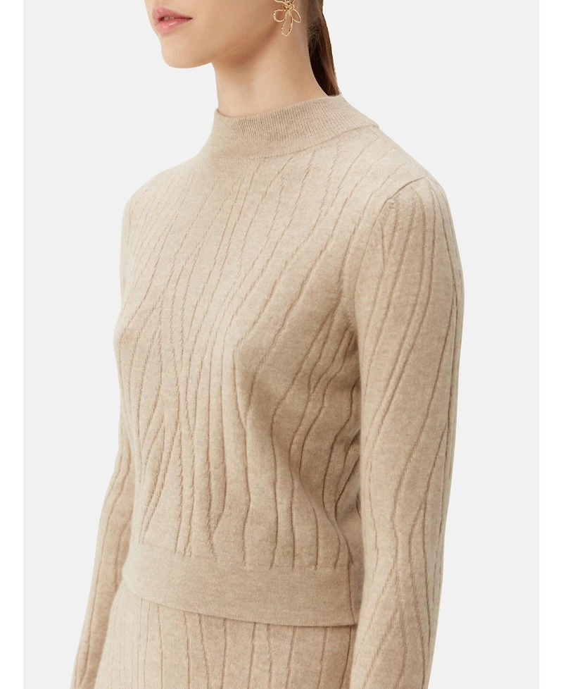 Cropped high neck cashmere sweater