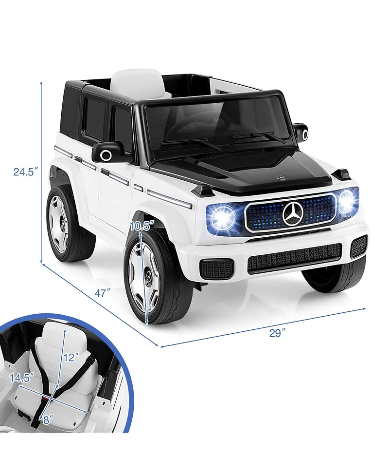 Officially Licensed Mercedes-Benz Eqg 12V Electric Kids Ride-On Car with Parent Remote Control, White