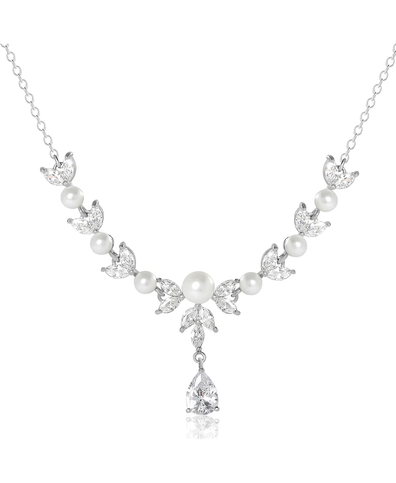 Jessica Simpson Pearl & Crystal Drop Necklace