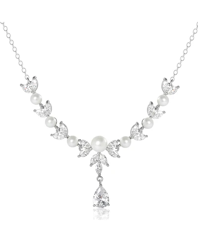 Jessica Simpson Pearl & Crystal Drop Necklace
