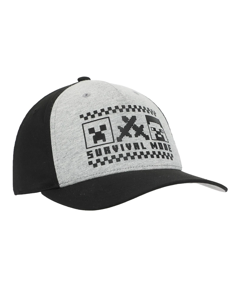 Minecraft Boys Survival Mode Youth Gray & Black Traditional Adjustable Hat