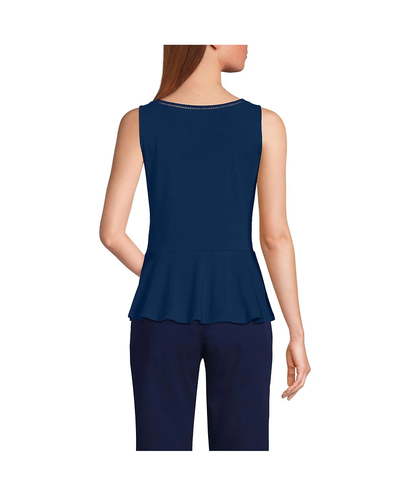 Lands' End Women's Lightweight Jersey Peplum V-Neck Tank Top