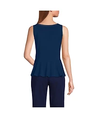 Lands' End Women's Lightweight Jersey Peplum V-Neck Tank Top