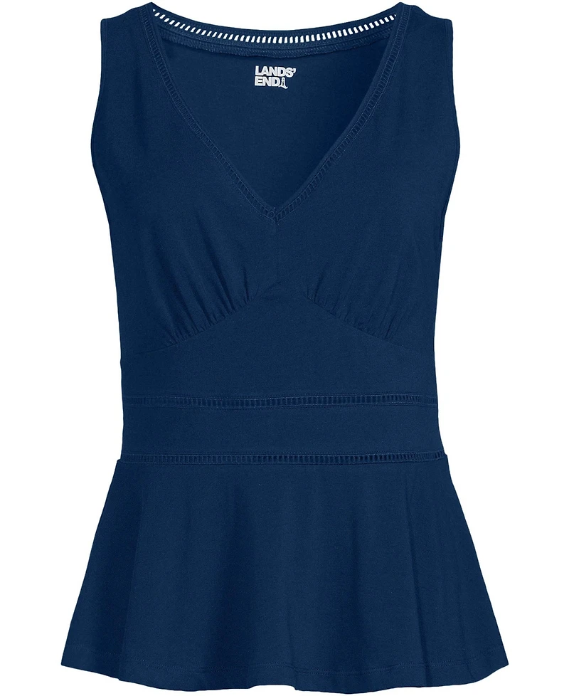 Lands' End Plus Lightweight Jersey Peplum V-Neck Tank Top