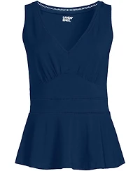 Lands' End Plus Lightweight Jersey Peplum V-Neck Tank Top