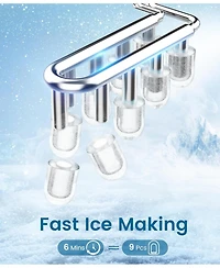 Zafro Ice Makers Countertop, Portable Ice Machine with Carry Handle, 26.5lbs/24Hrs, 6Mins/9 Ice Cubes, Self-Cleaning Countertop Ice Maker with Ice Bas
