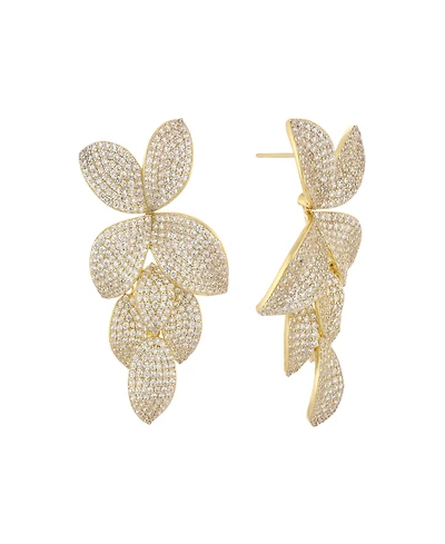 By Adina Eden Pave Fancy Flower Petals Drop Stud Earrings