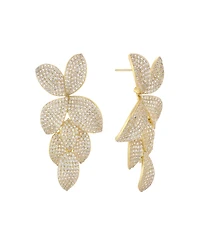 By Adina Eden Pave Fancy Flower Petals Drop Stud Earrings