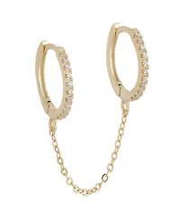 By Adina Eden Cubic Zirconia Double Huggie Chain Earrings