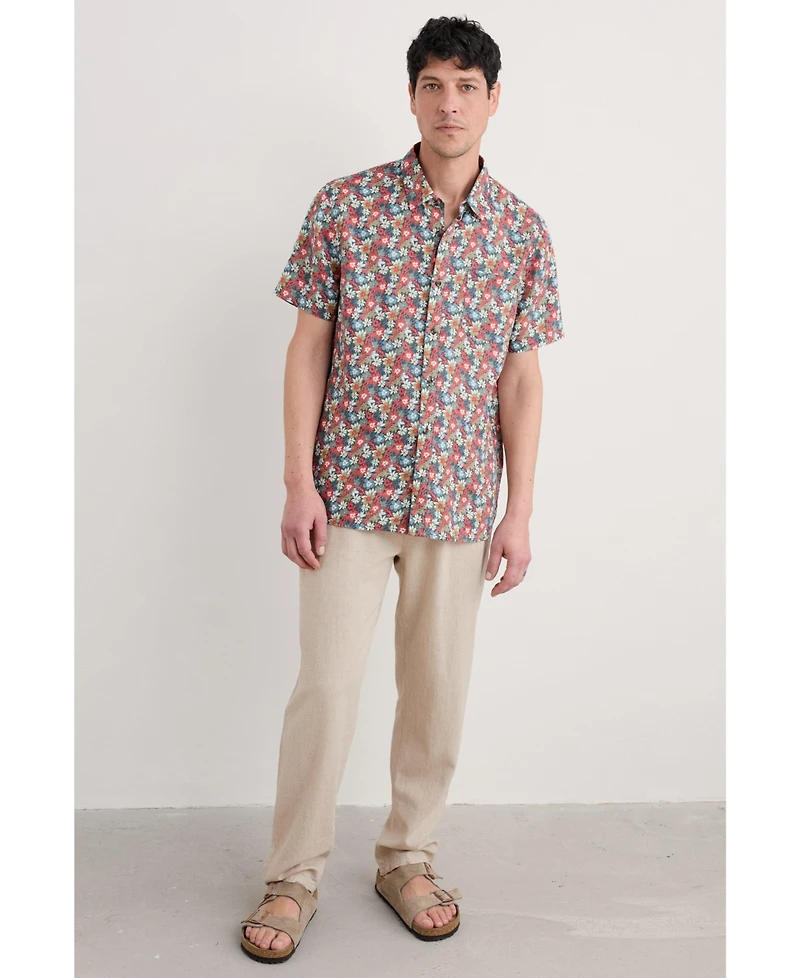 Seasalt Cornwall Men's Blue Heron Short Sleeve Shirt