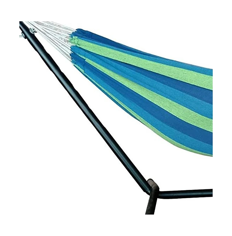 Blue And Green Stripe Two Person Hammock With Stand