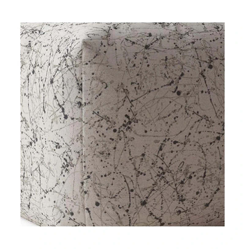 Soft Cotton Pouf Ottoman with Abstract Pattern