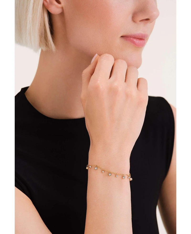 Rosefield Dangling Crystal Bracelet In 14K Yellow Gold Plated Stainless Steel