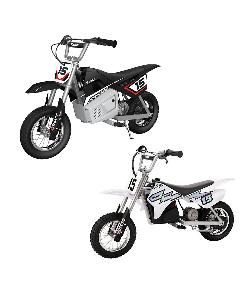 Razor MX400 Dirt Rocket Electric Motocross Motorcycle Bikes, 1 Black & 1 White