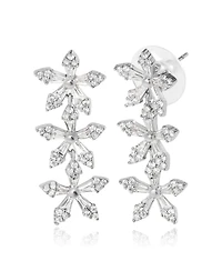 Jessica Simpson Crystal Snowflake Drop Earrings - Silver