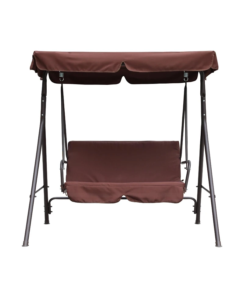 Patio Swing Outdoor Porch Swing Chair for Adults with Removable Cushion 2 Seat Large Converting Canopy Swing Glider for Garden Backyard Deck