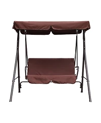 Patio Swing Outdoor Porch Swing Chair for Adults with Removable Cushion 2 Seat Large Converting Canopy Swing Glider for Garden Backyard Deck