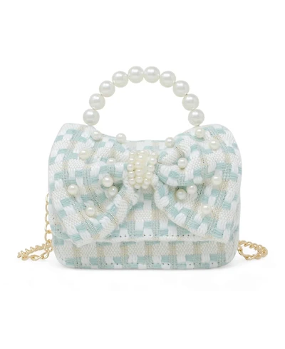 Tiny Treats + Zomi Gems Girls Tweed Jumbo Pearl Bow Handbag, Pink