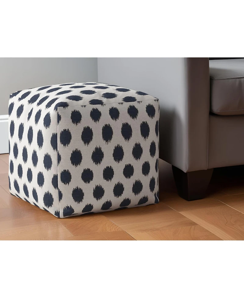 17" Blue and White Canvas Polka Dots Pouf Ottoman