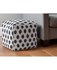 17" Blue and White Canvas Polka Dots Pouf Ottoman