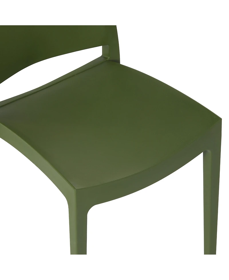 Modern Polypropylene Stackable Plastic Patio Dining Chair (Set of 2)