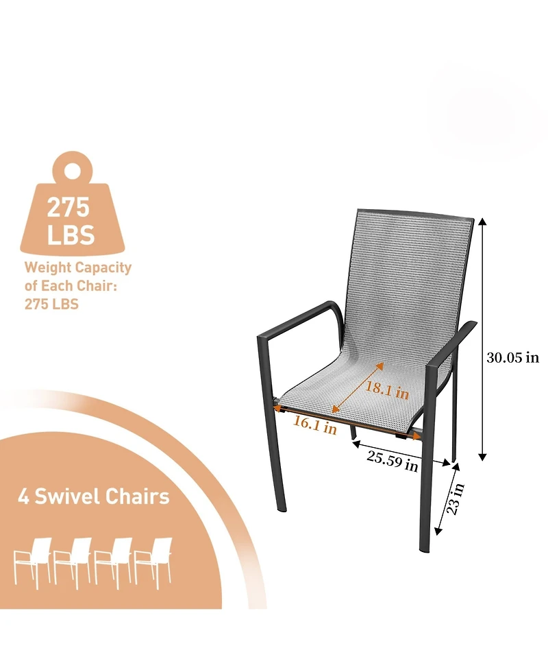Aluminium Frame with Stackable Dining Chairs