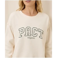Pact Women's Organic Cotton Cloud Brushed Fleece Graphic Crew Sweatshirt