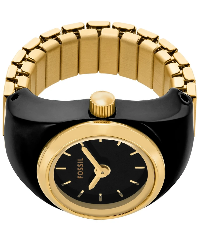 Fossil Women's Two-Hand Gold-Tone Stainless Steel Ring Watch, 15mm