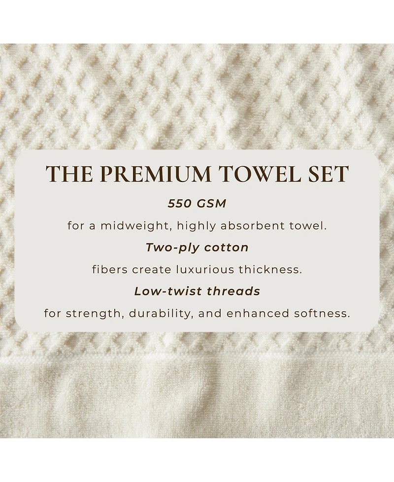 Linery & Co. Quick-Drying Cotton Diamond Waffle Textured -Piece Bath Towel Set