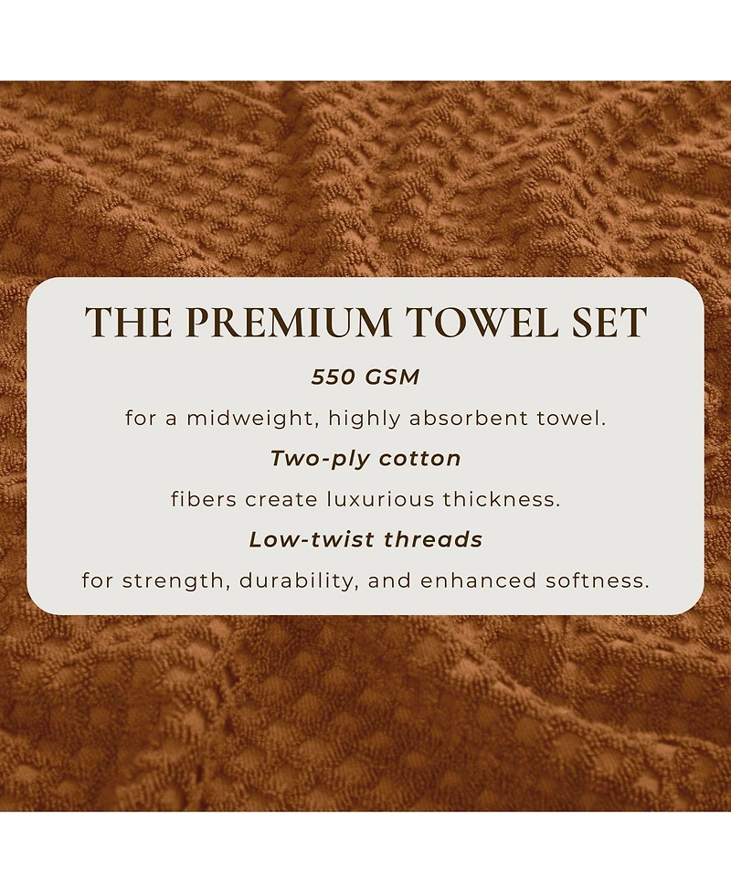 Linery & Co. Quick-Drying Cotton Diamond Waffle Textured -Piece Bath Towel Set