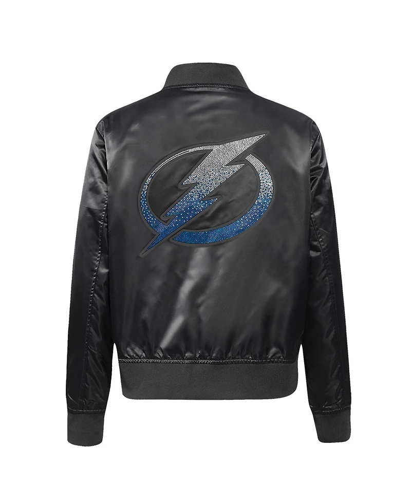 Pro Standard Women's Black Tampa Bay Lightning Rhinestone Jewels Satin Full-Snap Jacket