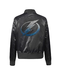 Pro Standard Women's Black Tampa Bay Lightning Rhinestone Jewels Satin Full-Snap Jacket