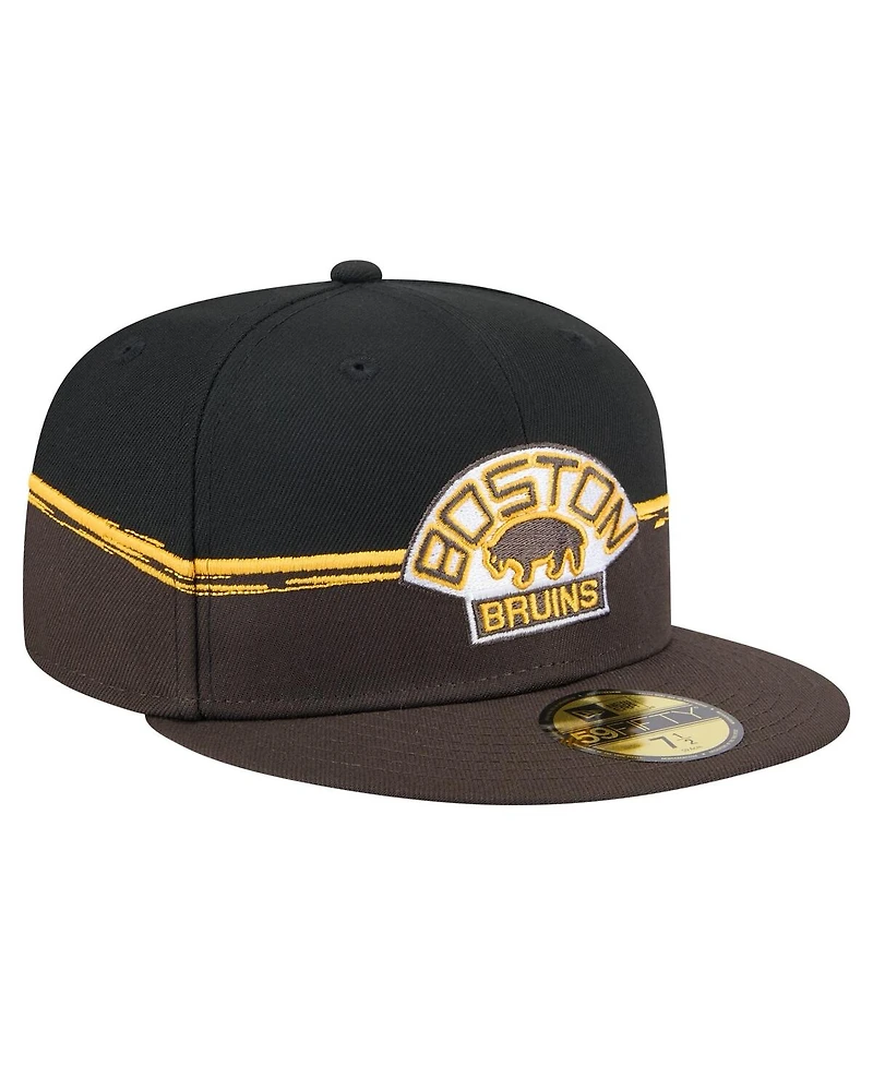 New Era Men's Brown/Black Boston Bruins Vintage Color Dip 59FIFTY Fitted Hat