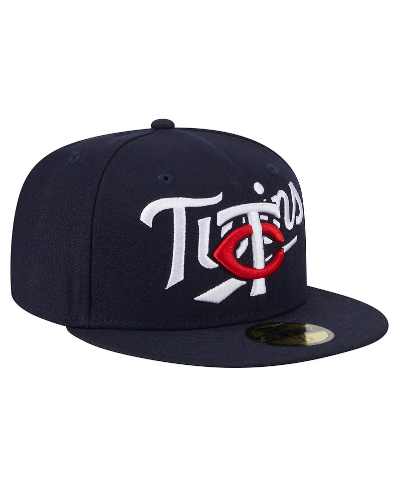 New Era Men's Navy Minnesota Twins Overlap 59FIFTY Hat