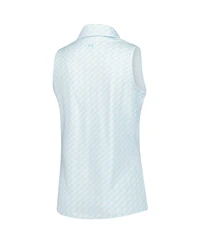 Under Armour Women's Aqua The Players Drive Clubhouse Grid Sleeveless Polo Shirt