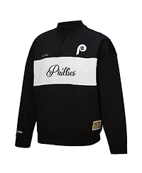 Mitchell & Ness Women's Black Philadelphia Phillies Quarter-Zip Pullover Top