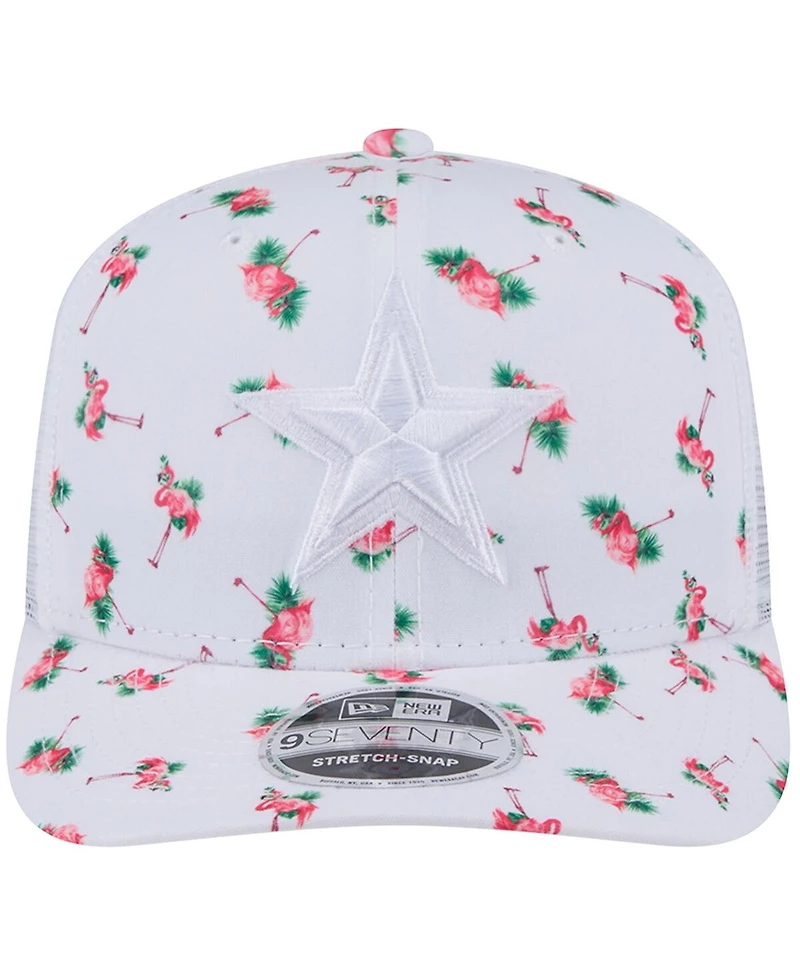 New Era Men's White Dallas Cowboys Adventure Flamingo Pattern 9SEVENTY Stretch-Snap Hat