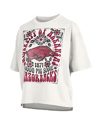 Pressbox Women's White Arkansas Razorbacks Harmony Oversized T-Shirt