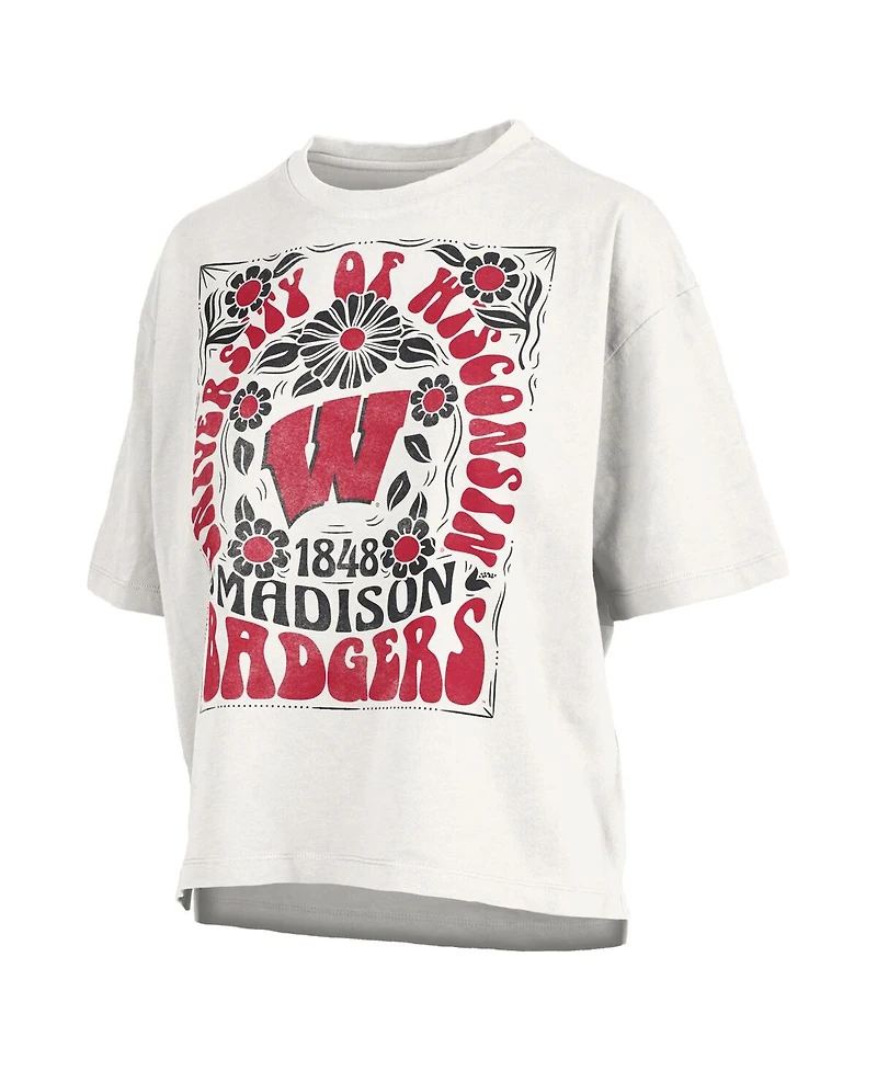 Pressbox Women's White Wisconsin Badgers Harmony Oversized T-Shirt