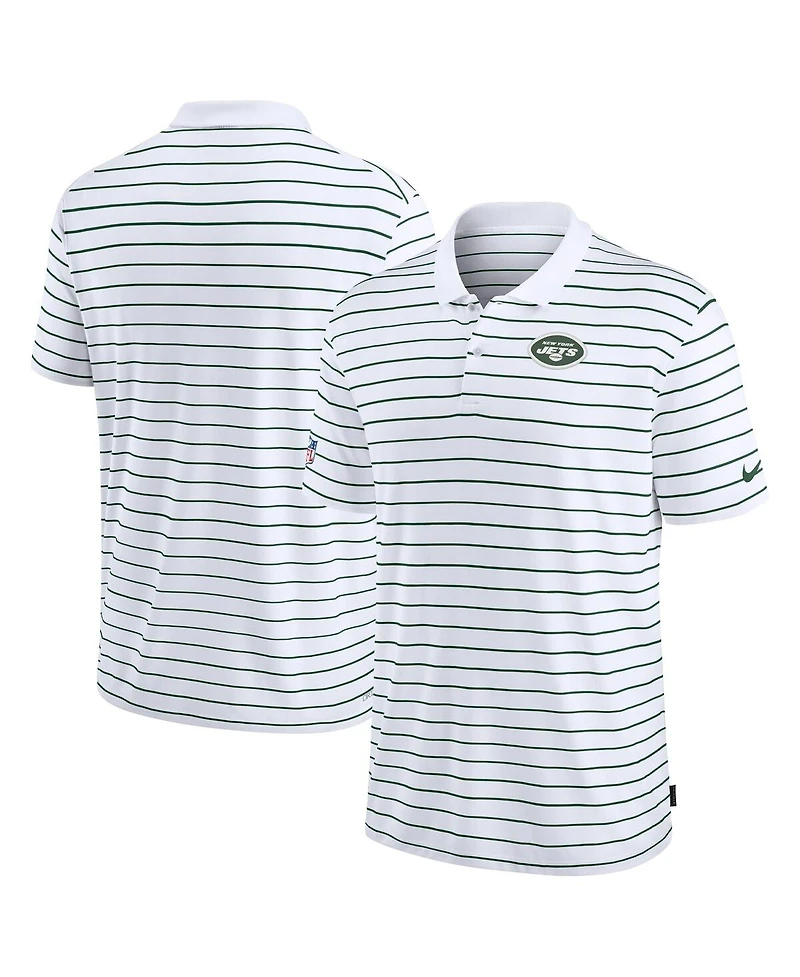 Nike Men's White New York Jets Sideline Lock Up Victory Performance Polo Shirt