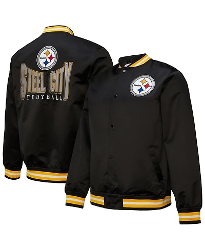 Mitchell & Ness Men's Black Pittsburgh Steelers Double Down Satin Full-Snap Jacket