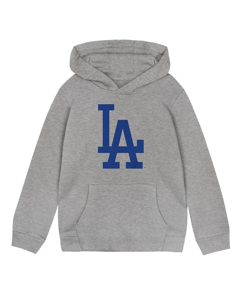 Outerstuff Toddler Heather Gray Los Angeles Dodgers Primary Logo Fleece Pullover Hoodie