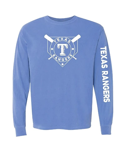 Soft as a Grape Women's Royal Texas Rangers Pigment Dye Long Sleeve T-Shirt