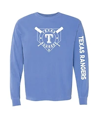 Soft as a Grape Women's Royal Texas Rangers Pigment Dye Long Sleeve T-Shirt