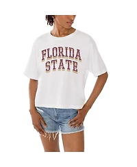 Gameday Couture Women's White Florida State Seminoles Claim To Fame Boxy Cropped T-Shirt